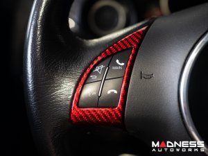 FIAT 500 Steering Wheel Trim - 3 piece set - Carbon Fiber - Red Candy